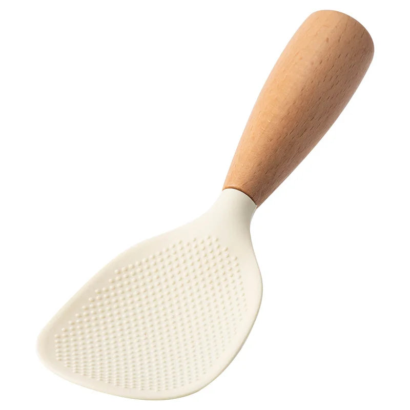1Pcs Silicone Spoon Non-Stick Cooking Spoon Anti-Scalding Pot Rice High-Temperature-Resistant Spoon Durable Kitchen Gadgets