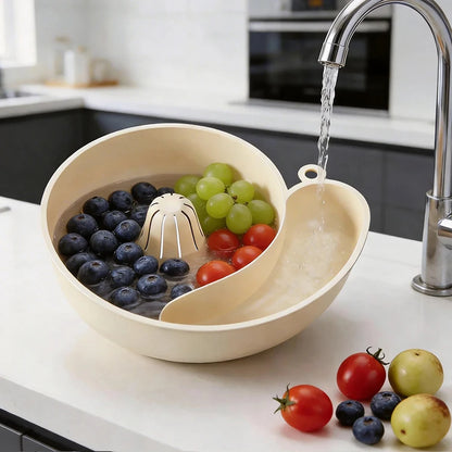 Spin Shape Automatic Vegetable Washing Household Fruit Drain Basket Reusable Kitchen Cleaning Filter Basket Tool Remove Stain