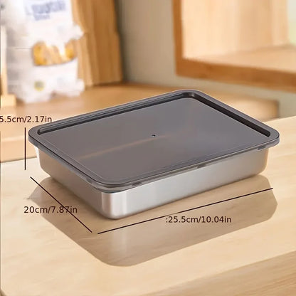 5Pc Stainless Steel Food Storage Containers Set - Leak-Proof Lids, Dishwasher Safe for Sandwich/Fruits/Home/Party