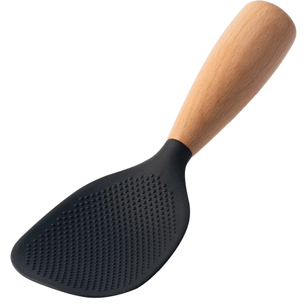 1Pcs Silicone Spoon Non-Stick Cooking Spoon Anti-Scalding Pot Rice High-Temperature-Resistant Spoon Durable Kitchen Gadgets