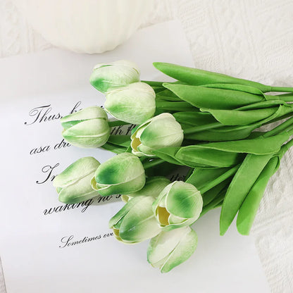 10PCS Artificial Tulips Flower Realistic Touch Tulip Flowers Fake Tulips Flowers for Home Table Vase Decor Wedding DIY Bouquet