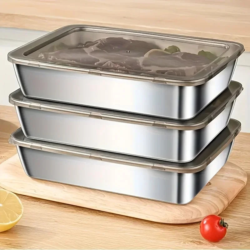 5Pc Stainless Steel Food Storage Containers Set - Leak-Proof Lids, Dishwasher Safe for Sandwich/Fruits/Home/Party